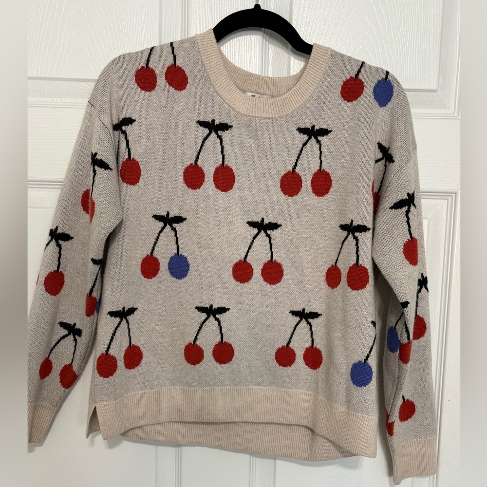Madewell Cherry Motif Sweater - Red, Blue, and Cream